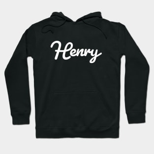 Henry Cursive Script Typography White Text Hoodie